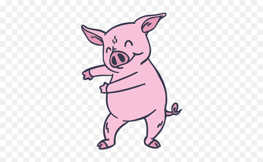 Pig Dance Dancing Stroke Flat - Dancing Pig Png,Pig Transparent