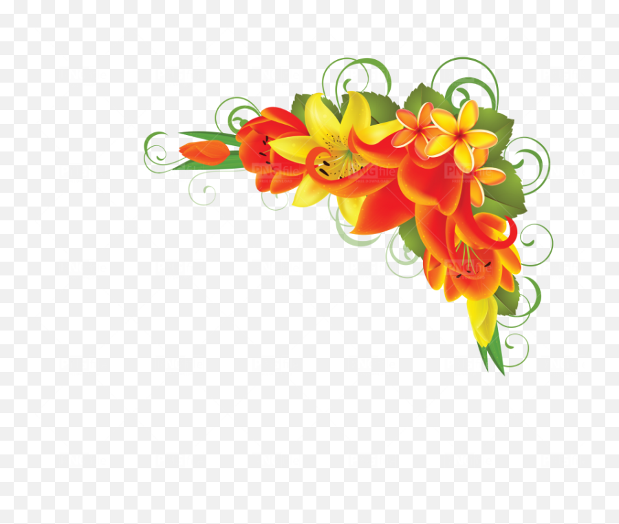 Flower Corner Border Png - Transparent Flower Corner Border Design Png,Corner Png