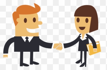 Cartoon Businessman Shaking Hands With A Businesswoman - png