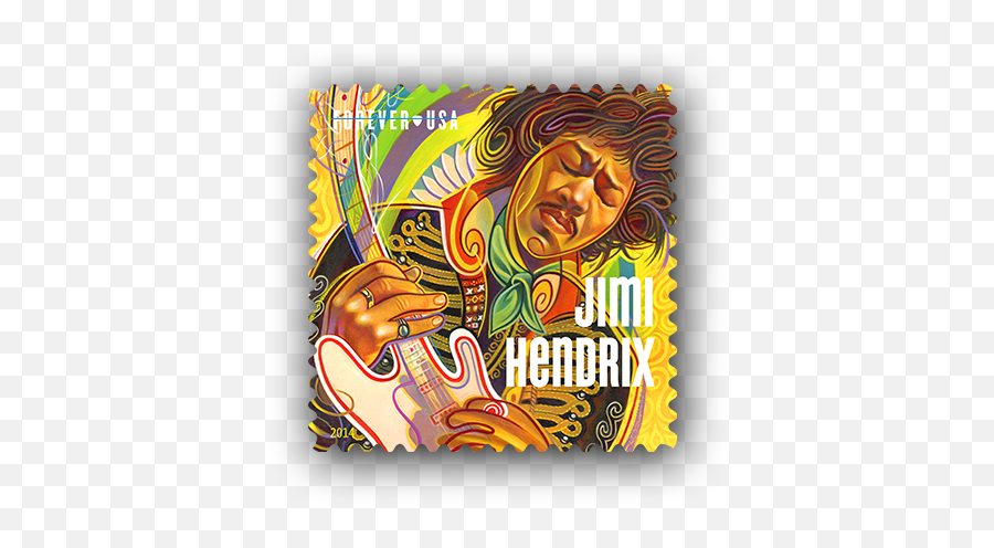 Usps - Jimi Hendrix Forever Stamps Postage Stamp Art Jimi Hendrix Stamp Issued Png,Jimi Hendrix Logo