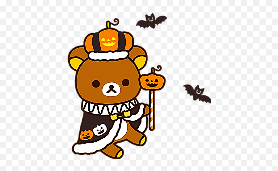 Download Hd King Cute Rilakkuma Halloween Pumpkin Bat - Halloween Rilakkuma Art Png,Rilakkuma Transparent