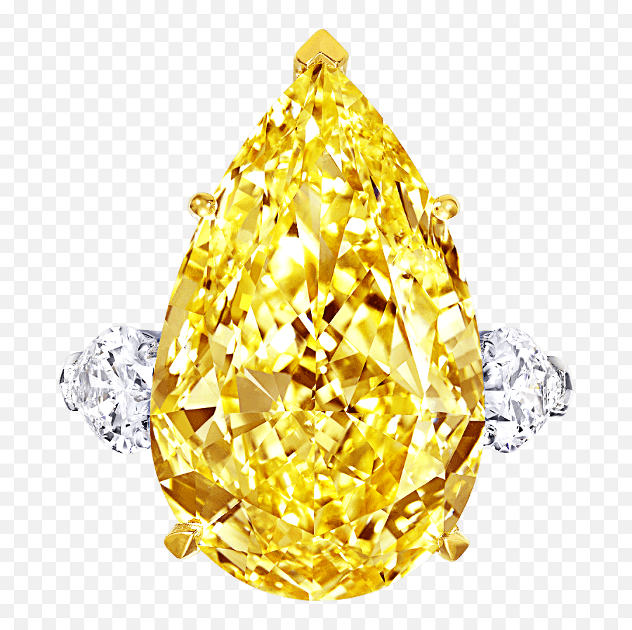 Pear Shape Yellow And White Diamond - Pear Shaped Yellow Graff Diamond Png,Yellow Diamond Png