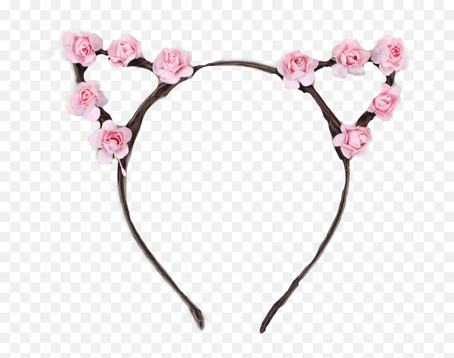Cat Headband Flowercrown Flower Kitty Pink Roses Crown - Cat Ears Headband Transparent Png,Pink Crown Png
