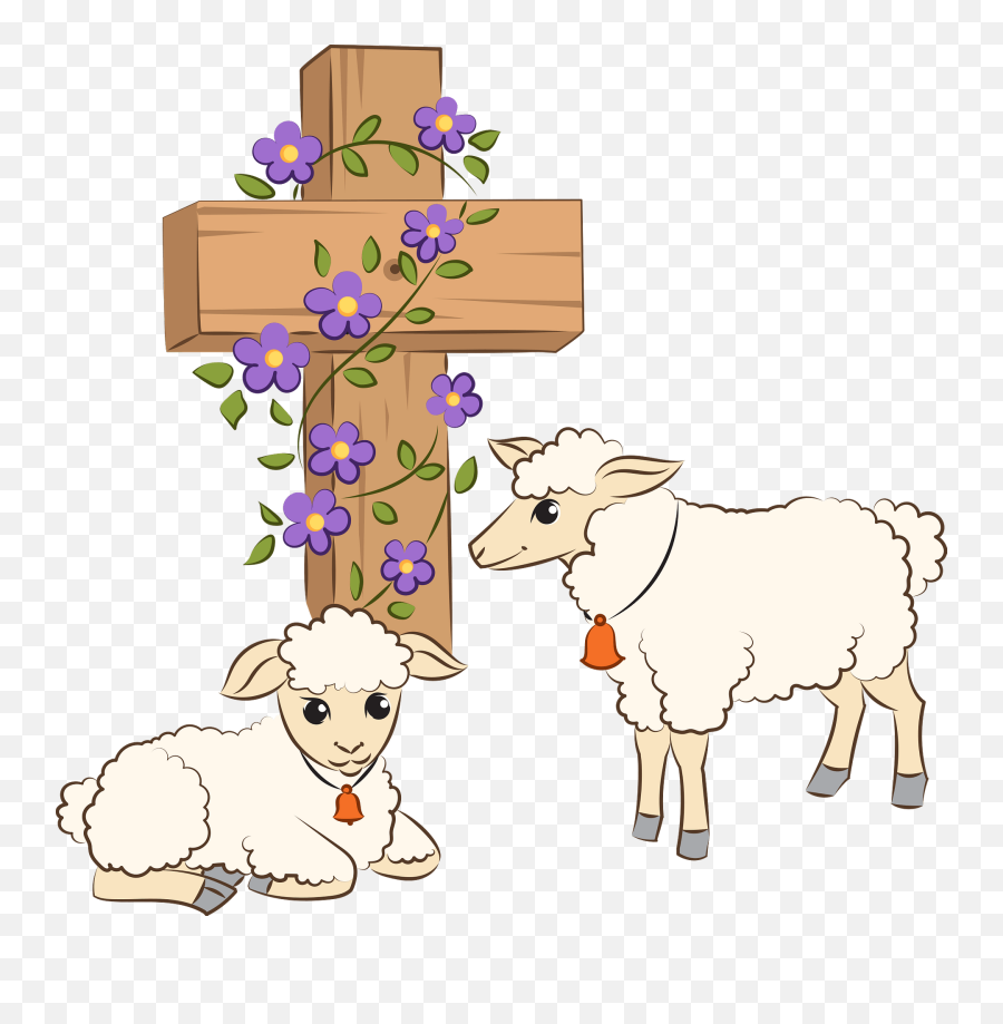 Easter Lambs And Jesusu0027s Cross Clipart Free Download - Cartoon Png,Jesus Clipart Png