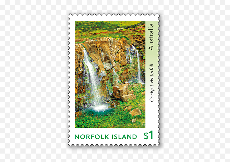 Norfolk Island Waterfalls - Australia Post Stamp Waterfall Png,Waterfall Transparent