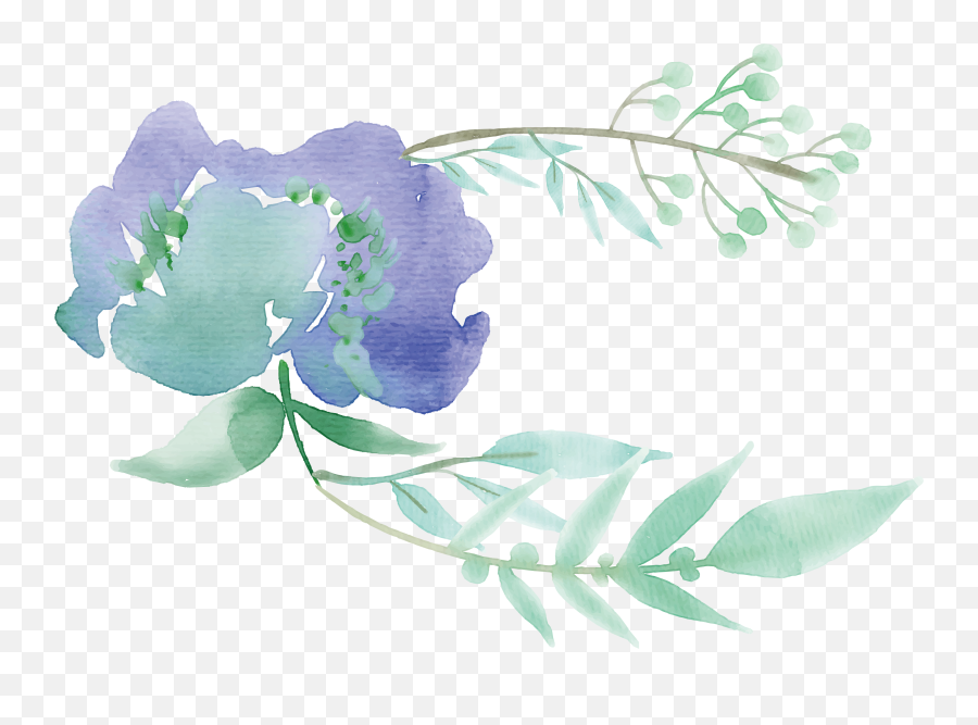 Mint Watercolor Flowers - Watercolor Flowers Green Png,Watercolor Greenery Png
