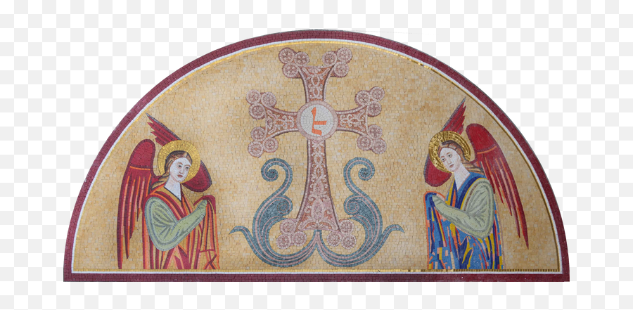 Two Angels And A Cross - Religious Mosaic Art Religious Religious Item Png,Annunciation Orthodox Icon