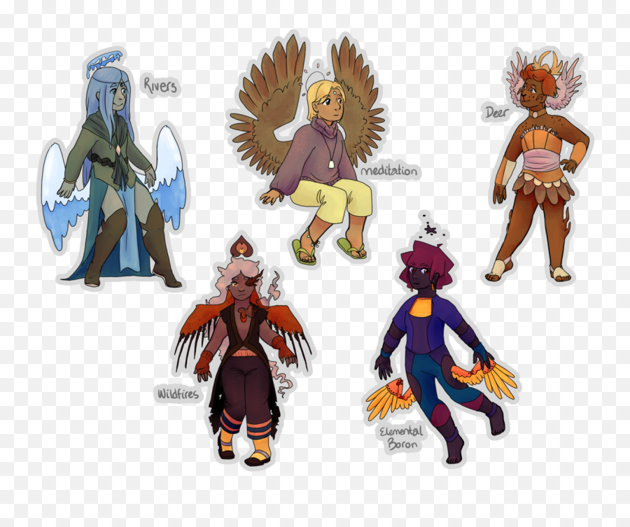 Download Five Thematic Angels - Cartoon Png,Angels Png