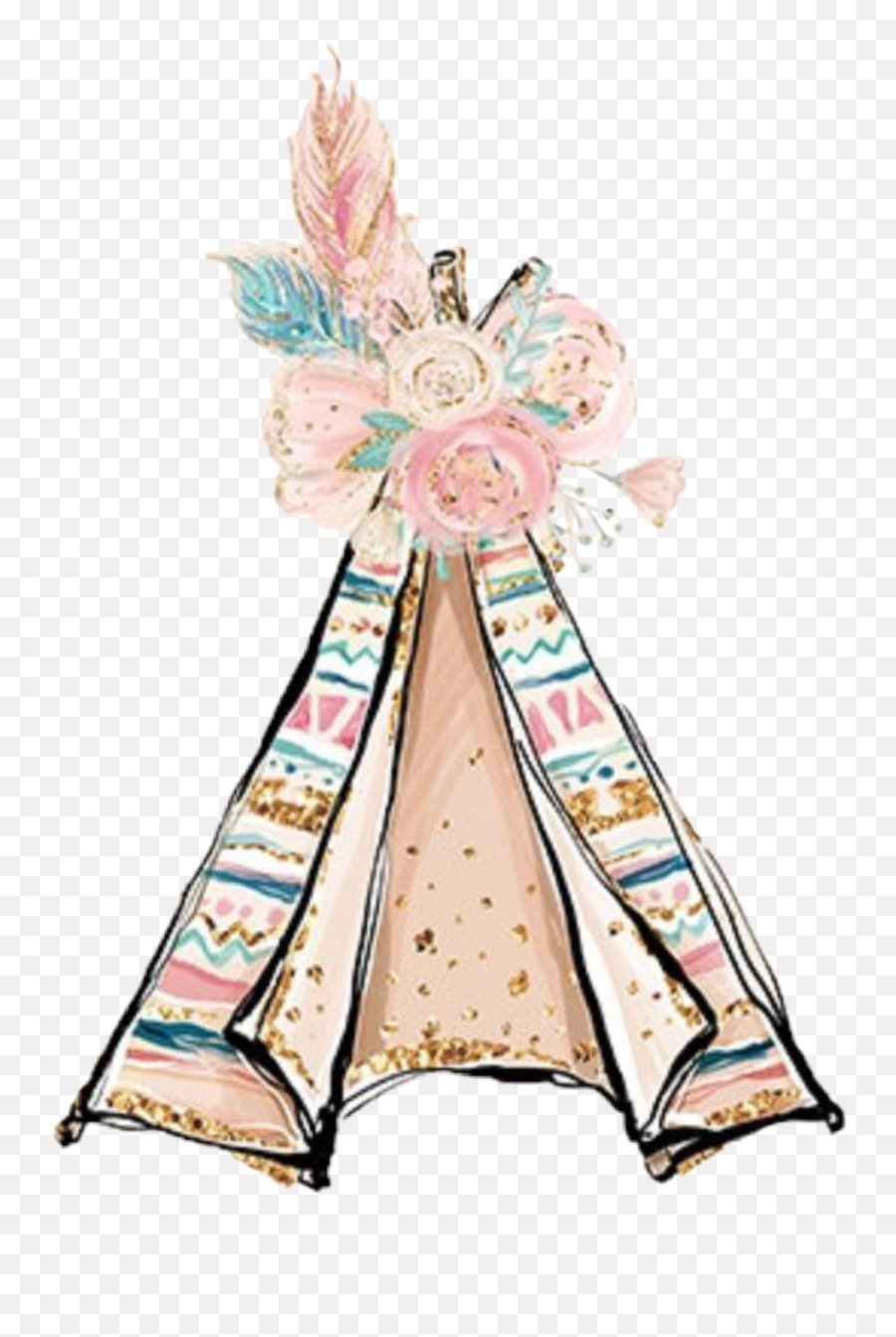 Watercolor Teepee Boho Feathers Sticker - Transparent Boho Teepee Png,Teepee Png