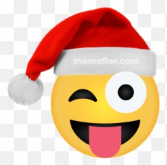 Download Emoji Eye Wink Sticker Tongue - De Emojis Navidad png