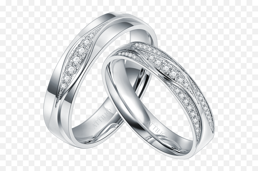 18k White Color Gold Diamond Couple Ring - Diamond Couple Ring Png,White Ring Png