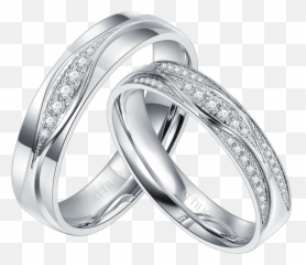 18k White Color Gold Diamond Couple Ring - png