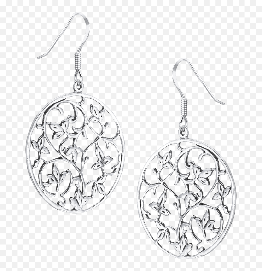 Sterling Silver Curling Vine Earrings - Solid Png,Hanging Vines Png