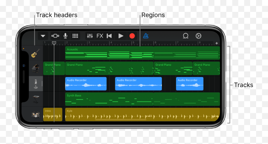 Build A Song In Garageband For Iphone - Garageband Ios Png,Iphone Icon Legend