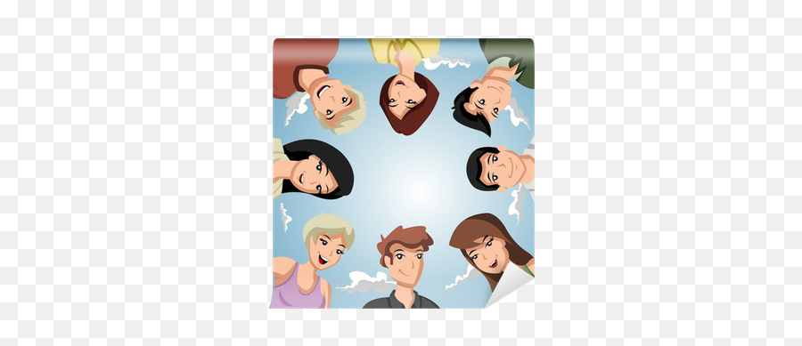 Wall Mural Cartoon People Forming A Circle Of Head - Pixershk Group Icon For Cousins Png,Cousin Icon