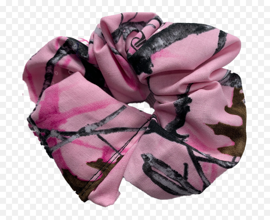 Pink Camo Cotton Hair Scrunchie - Scarf Png,Scrunchie Png