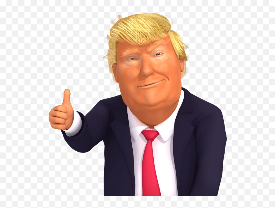 Trumpstickers Thumb - Up Thumbdown Trump 3d Caricature Emoji Donald Trump Cartoon Thumbs Up Png,Like Emoji Png