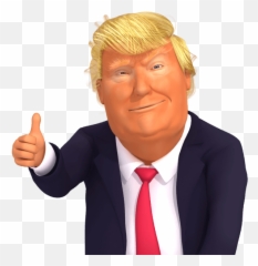 Trumpstickers Thumb - Up Thumbdown Trump 3d Caricature Emoji Donald Trump Cartoon Thumbs Up Png,Like Emoji Png