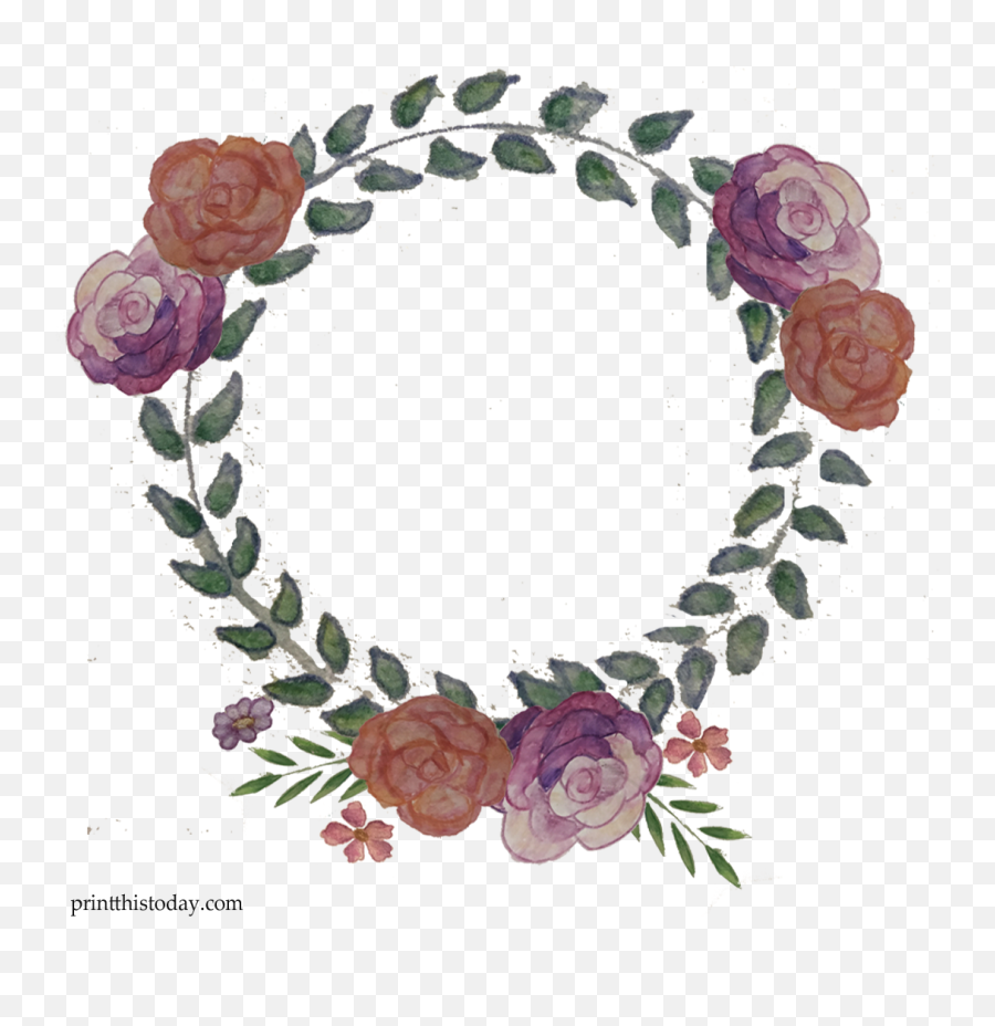 Free Handmade Watercolor Wreath And Flowers For Blogs - Garden Roses Png,Watercolor Roses Png