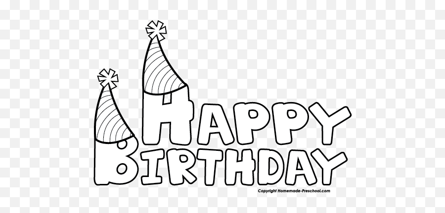Birthday Black And White Free Happy Clipart - Happy Birthday Clipart Black And White Png,Birthday Clipart Png