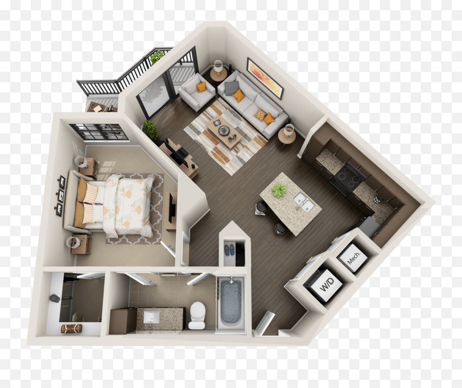 Download Png V - Apartment Floor Plan 3d Transparent Png Small One Story House Layout,Apartment Png
