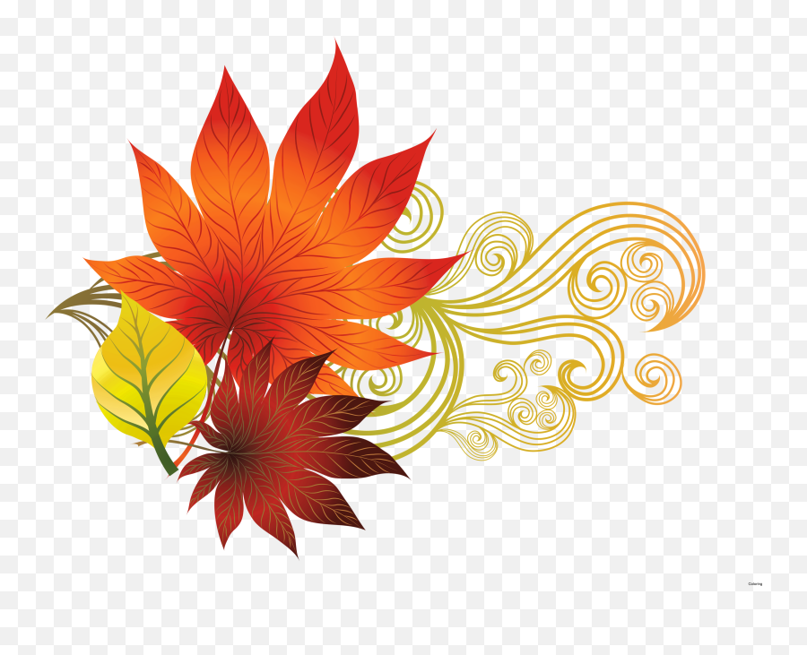 Pumpkin Leaves Clip Art - Free Clip Art Fall Png,Thanksgiving Border Png