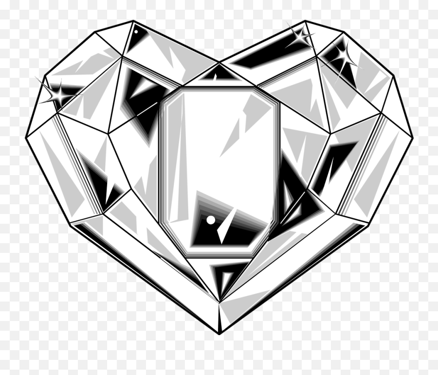 Heart Clipart - Heart Shaped Diamond Drawing Png,Diamond Heart Png
