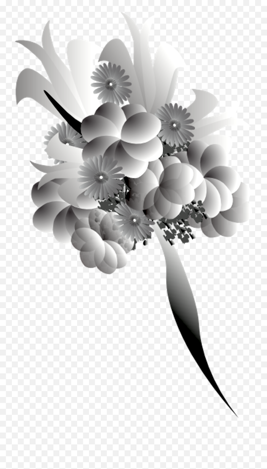 Bouquet Black White - Side Flower Bokeh Png,Flower Png Black And White