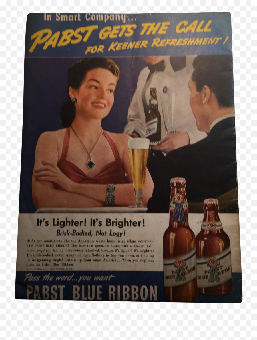 Vintage Pabst Blue Ribbon U0026 Chesterfield Ads - Barware Png,Pabst Blue Ribbon Logo