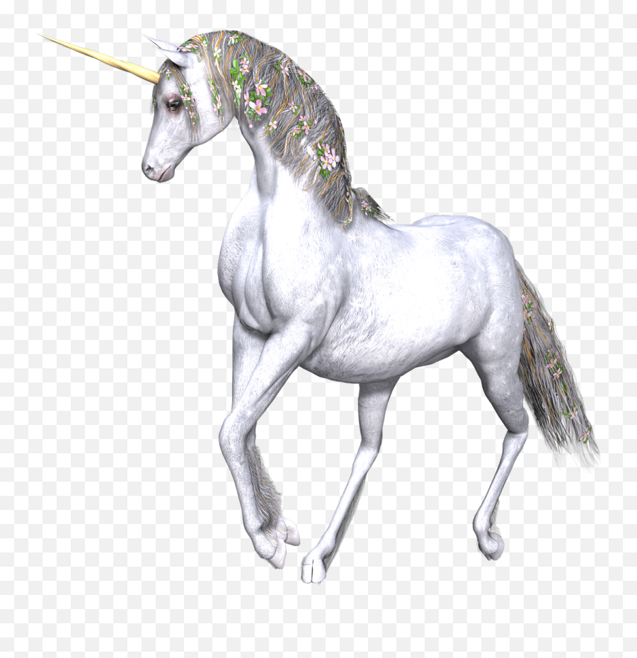Flowers In Manes Transparent Png - Mythical Creatures Transparent,Transparent Unicorn