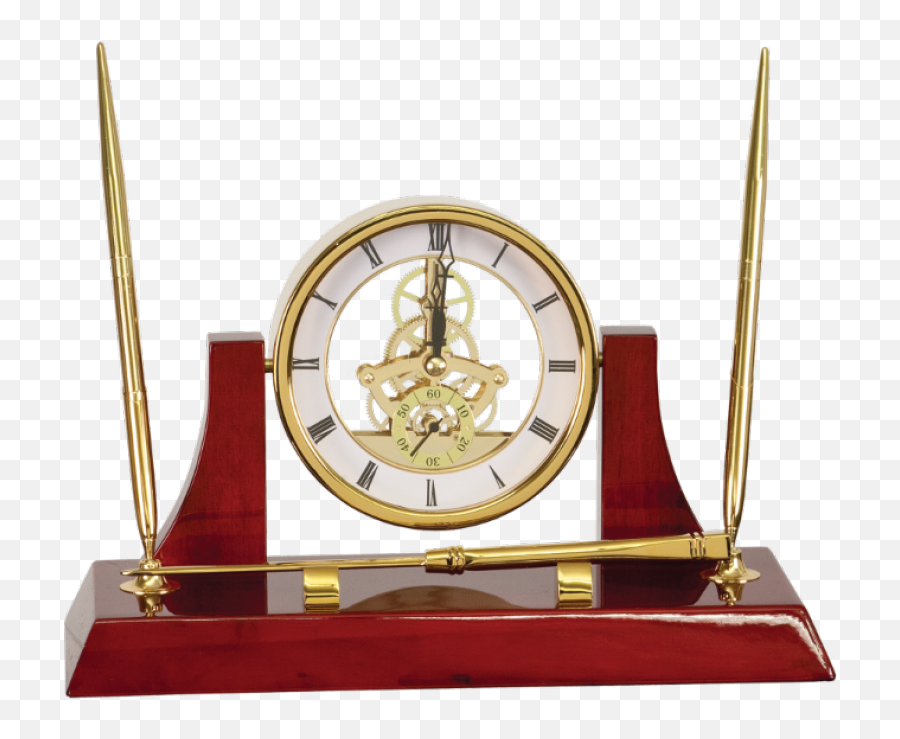 Executive Gold Clock With 2 Pens And - Desk Png,Gold Clock Png