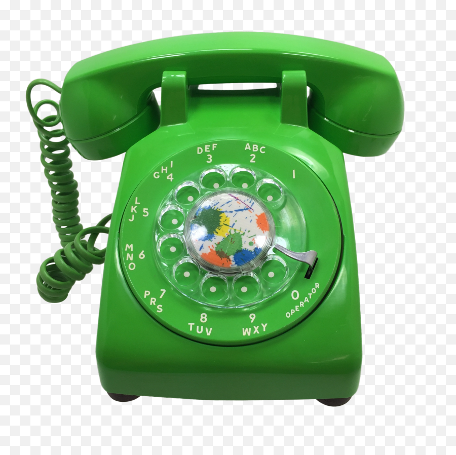 Lime Green Rotary Dial Telephone With - Lime Green Rotary Phone Png,Retro Phone Icon