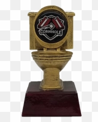 Cornhole Gold Toilet Bowl Trophy Engraved Golden Throne Last Place Shucker Award - 6 Inch Tall Solid png