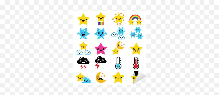 Sticker Cute Weather Kawaii Icons - Star Rainbow Moon Png,Moon Stars Icon