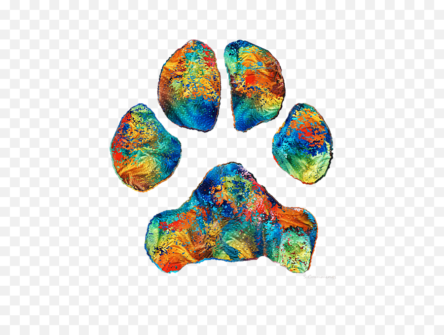 Colorful Dog Paw Print - Colorful Dog Paw Print By Sharon Cummings Png,Dog Paw Print Png