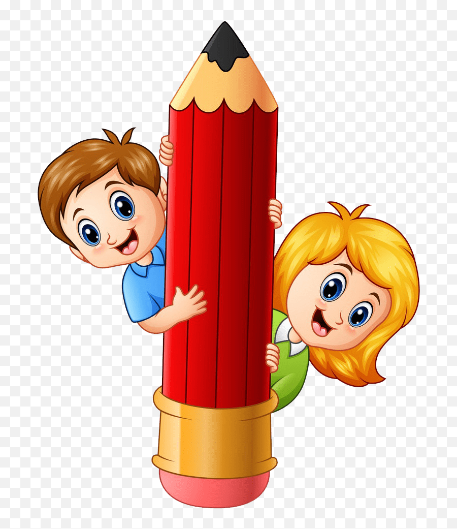 Kids Holding A Big Pencil Png - Cartoon Profile Picture For Kids,Pencil Png Clipart