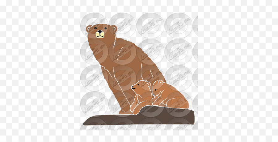 Bear And Cubs Stencil For Classroom Therapy Use - Great Grizzly Bear Png,Cubs Png