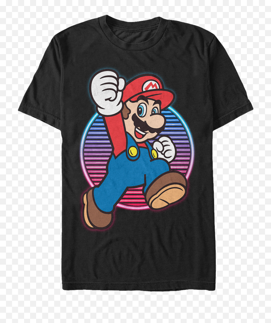 Neon Jump Super Mario T - Nintendo Characters Mario Shirt Blue Png,Mario Jumping Png