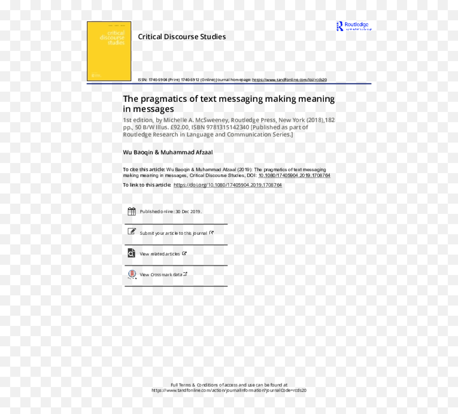Pdf Critical Discourse Studies The Pragmatics Of Text - Thumbnail Png,Kik Icon Meanings