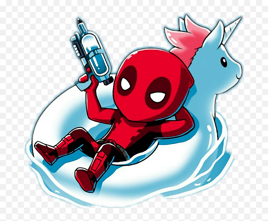 Download Deadpool Pool Unicorn Cute Ftestickers - Marvel Unicorn Deadpool Chibi Png,Deadpool Transparent Background