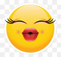 Cute Puckered Lips Emoji Sticker - Big png