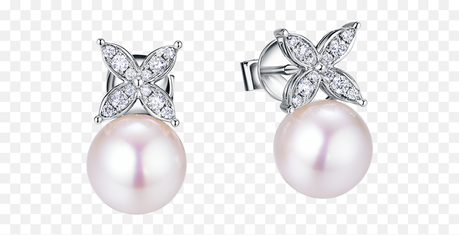 Diamonds And Pearls Png - 18k White Gold Diamond Akoya Pearl Earrings,Pearls Transparent Background
