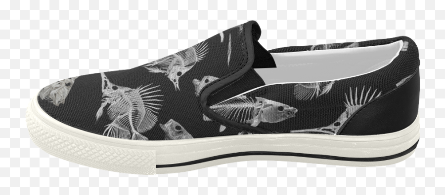 Download Skeleton Fish Womenu0027s Slip - On Canvas Shoes Fish Skeleton Png,Sneaker Png