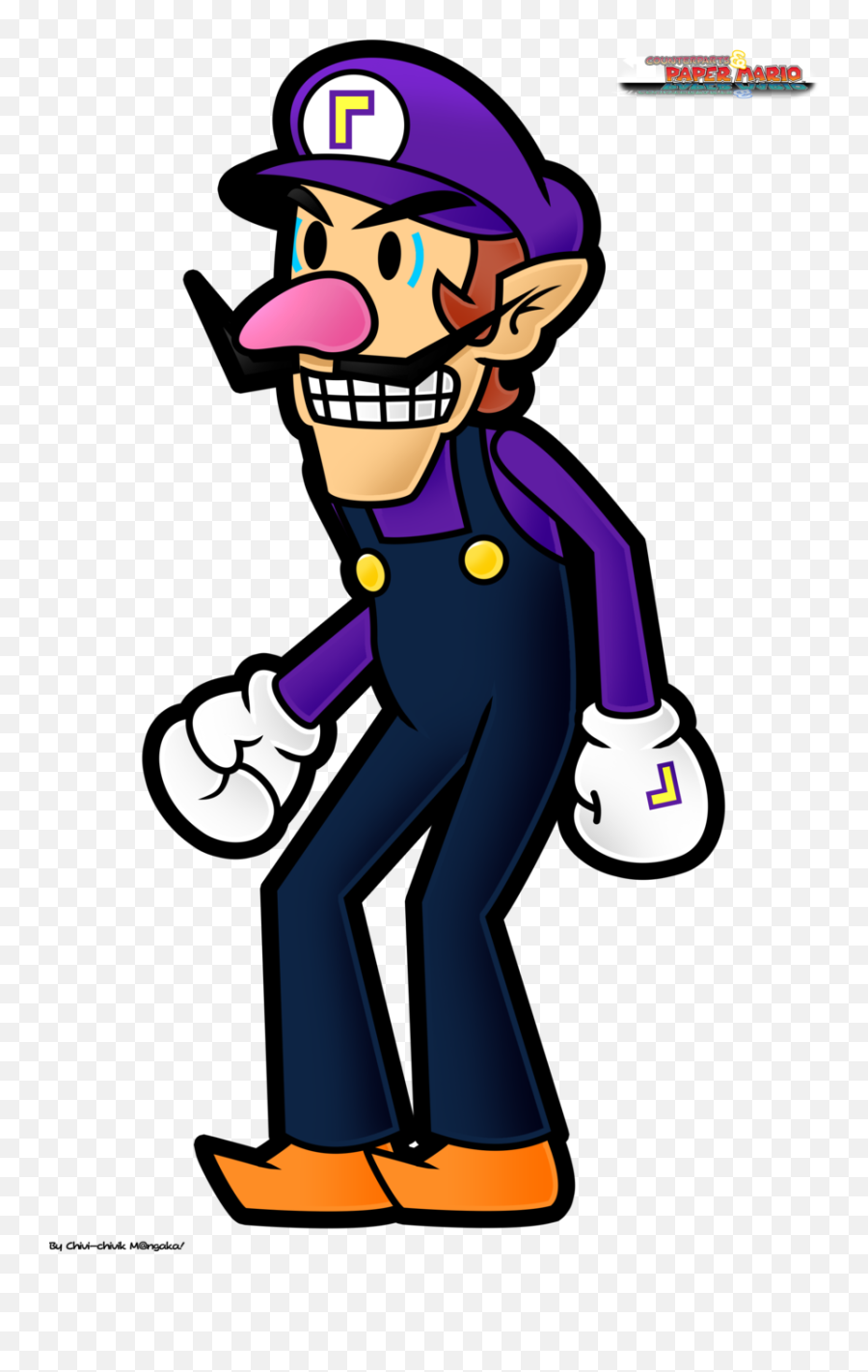 Super Paper Mario Waluigi - Waluigi Paper Mario Characters Png,Waluigi Png