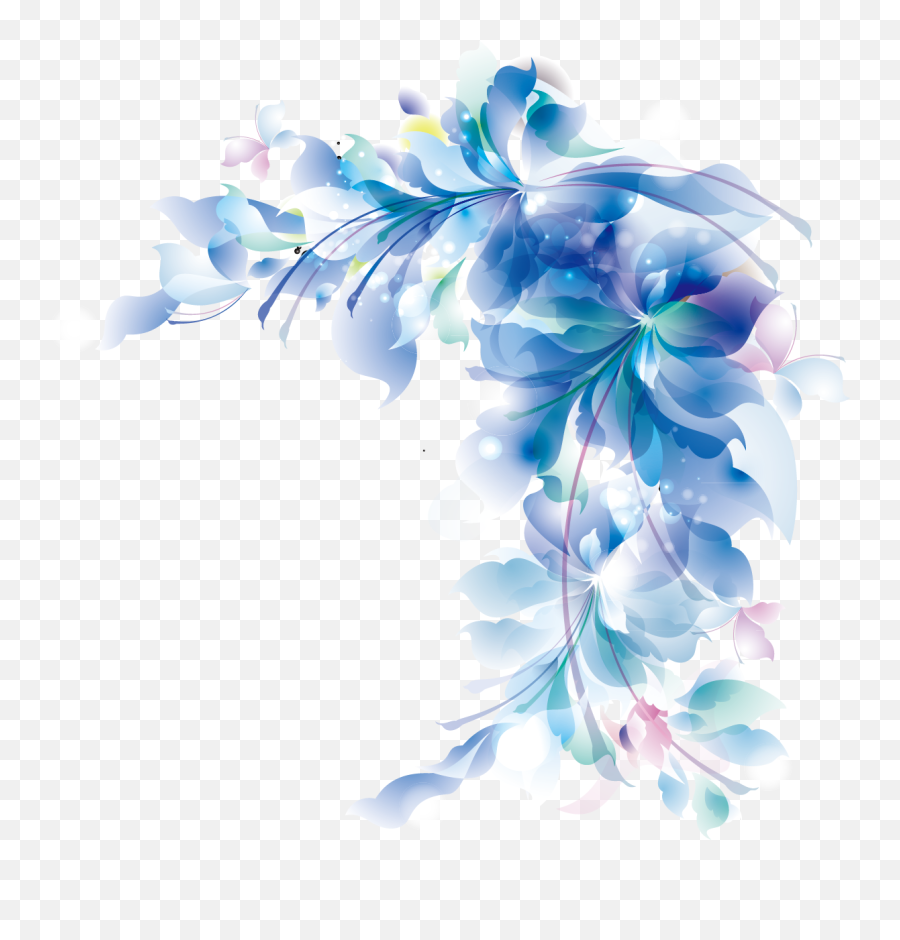 Blue Floral Png Transparent Picture Mart - Transparent Blue Flower Border Png,Flower Graphic Png
