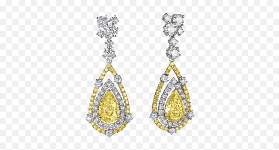 Fancy Yellow Pear Shaped Earrings - Earring Png,Yellow Diamond Png