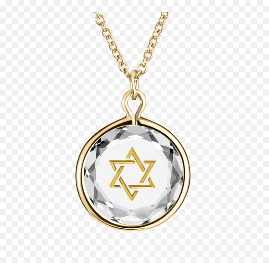 Star Of David Pendant In White Swarovski Crystal With Gold Enameled Engraving Plated Sterling Silver - Star Of David Swarovski Png,Star Of David Png