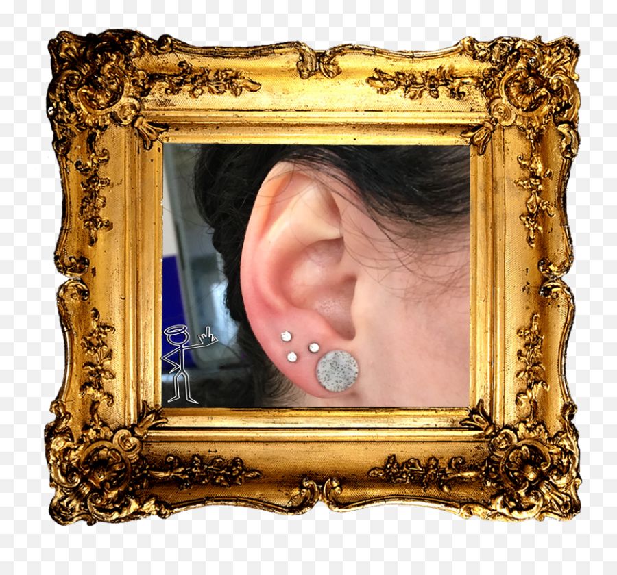 Why Is The Triangle Lobe Piercing So - Transparent Gold Frame Png,Transparent Piercings