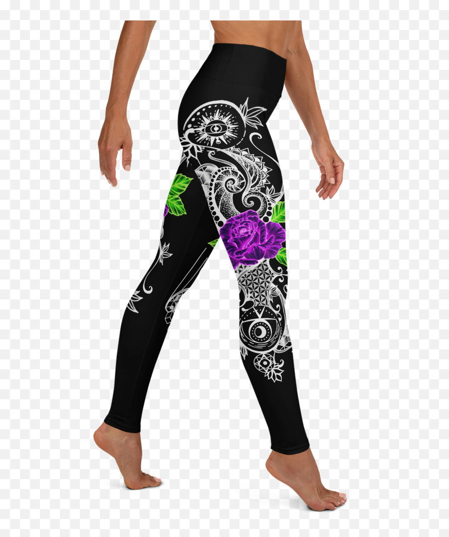 Rose Hips Tattoo Design Yoga Leggings U2013 Katalepsis Clothing - Leggings Png,Rose Tattoo Transparent