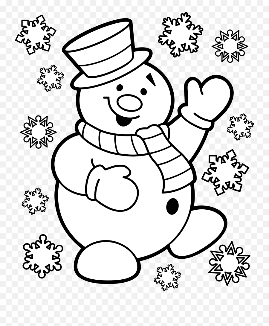 Black And White Snowman Clipart - Christmas Coloring Pages For Kids Png,Snowman Clipart Transparent Background